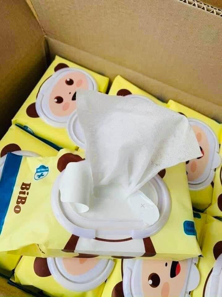 ( DÙNG ĐƯỢC CHO EM BÉ ) Khăn giấy ướt BIBO không mùi 100 tờ (giao màu ngẫu nhiên)