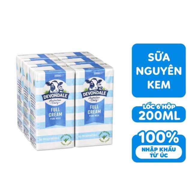 Thùng 24 Hộp Sữa Nguyên Kem DEVONDALE 200ml - HÀNG NHẬP KHẨU ÚC - DATE XA
