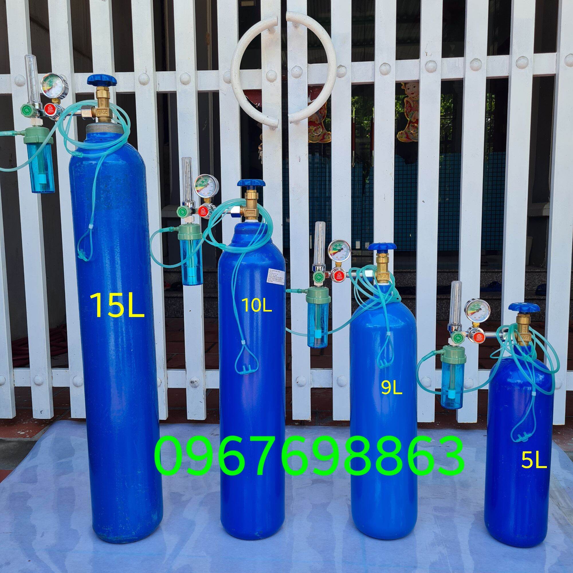 Bình Thở Oxy 10Lít Dùng Tại Nhà ( Đồng Hồ Điều Áp Dây Thở Oxy )