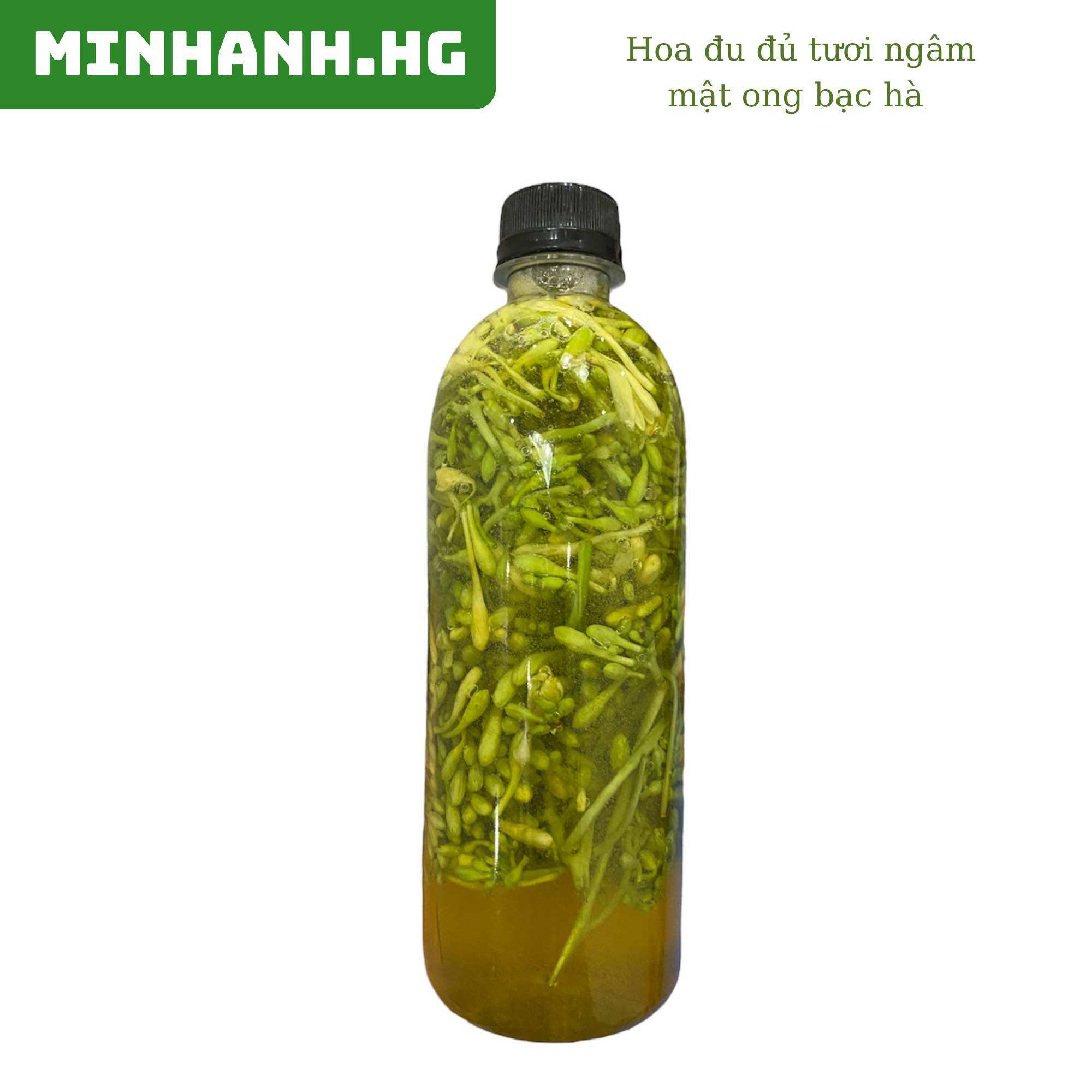 Hoa đu đủ tươi ngâm mật ong bạc hà - chai 500ml