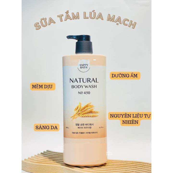 Sữa tắm happy bath natural - tinh chất lúa mạch 900g