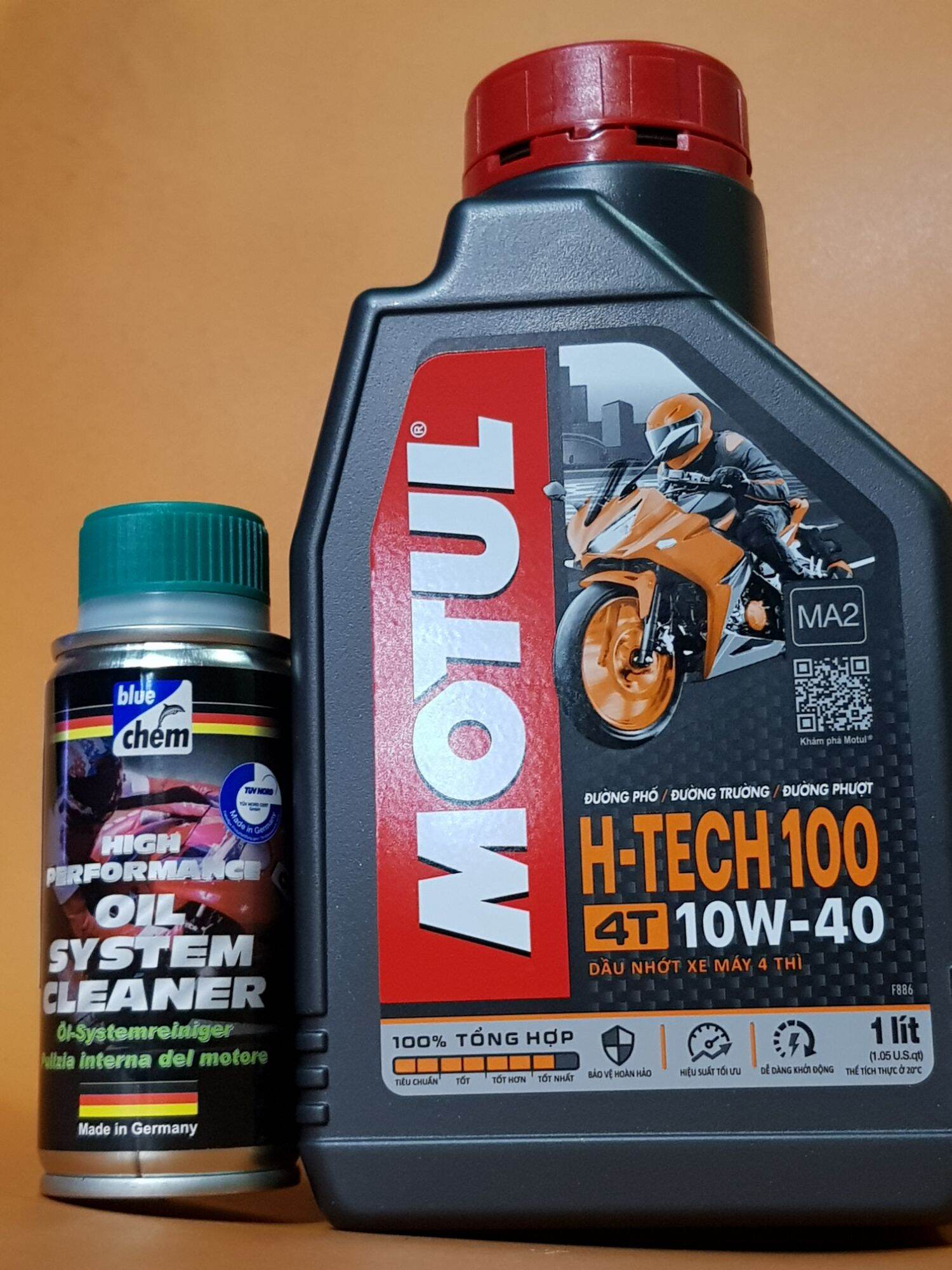 [H-TECH GIÁ TỐT] Nhớt motul H-tech 100 4T 10w40, nhớt motul H-tech cao cấp cùng với súc động cơ bluc