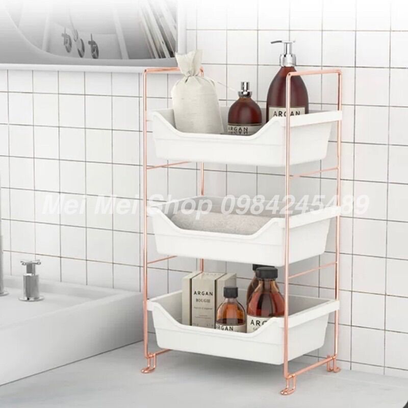 Kệ để đồ 3 tầng rose gold "sẵn hàng"