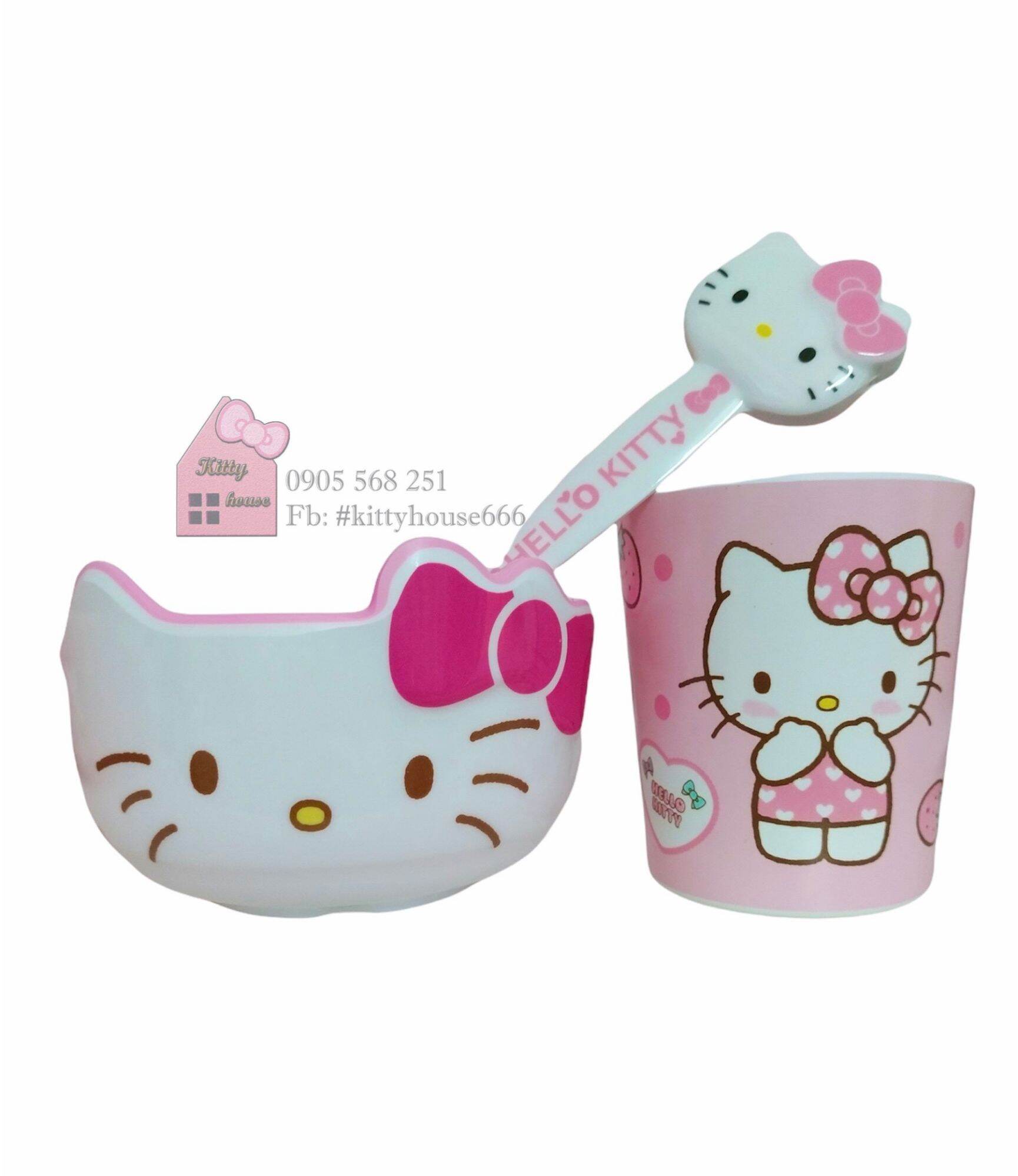 🌸COMBO TÔ/CHÉN LY MUỖNG HELLO KITTY