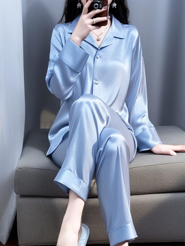 Blue Lightweight Long Sleeve Sleepwear Set Giá 784,000 Đồng*Miễn phí vận chuyển