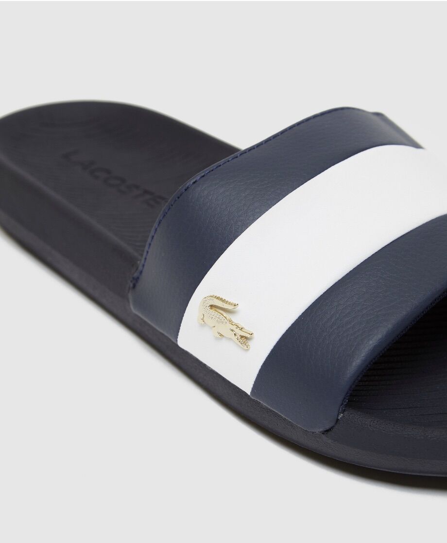 Dép Lacoste nam croco Navy in gold croc