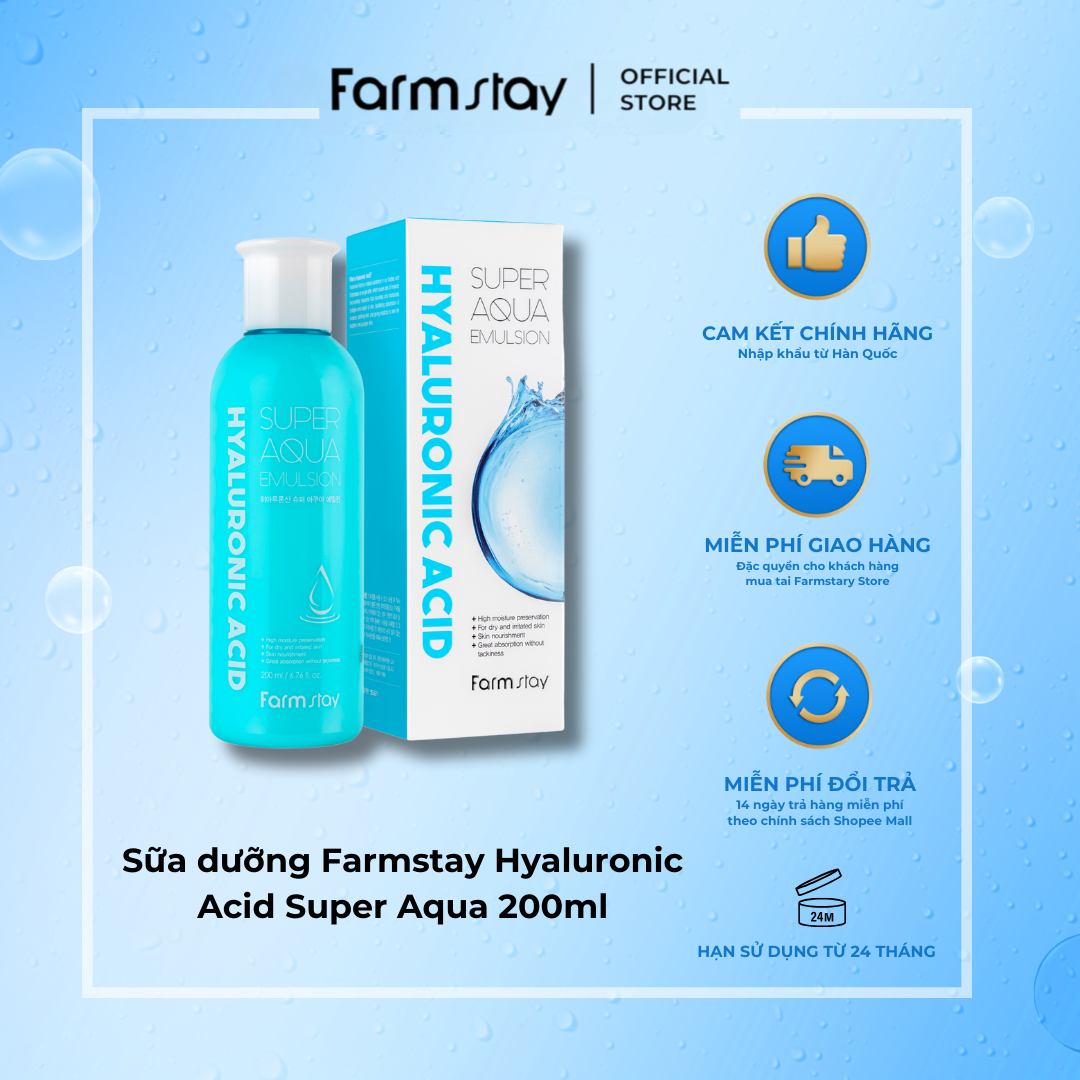 Sữa dưỡng Farmstay Hyaluronic Acid Super Aqua 200ml