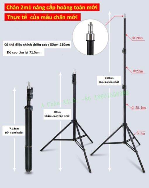 ĐÈN LIVESTREAM 26CM 2 KẸP ĐT CAO 2M1