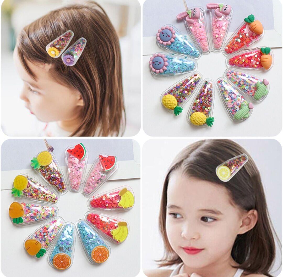 Kẹp tóc kim tuyến lấp lánh có charm xinh