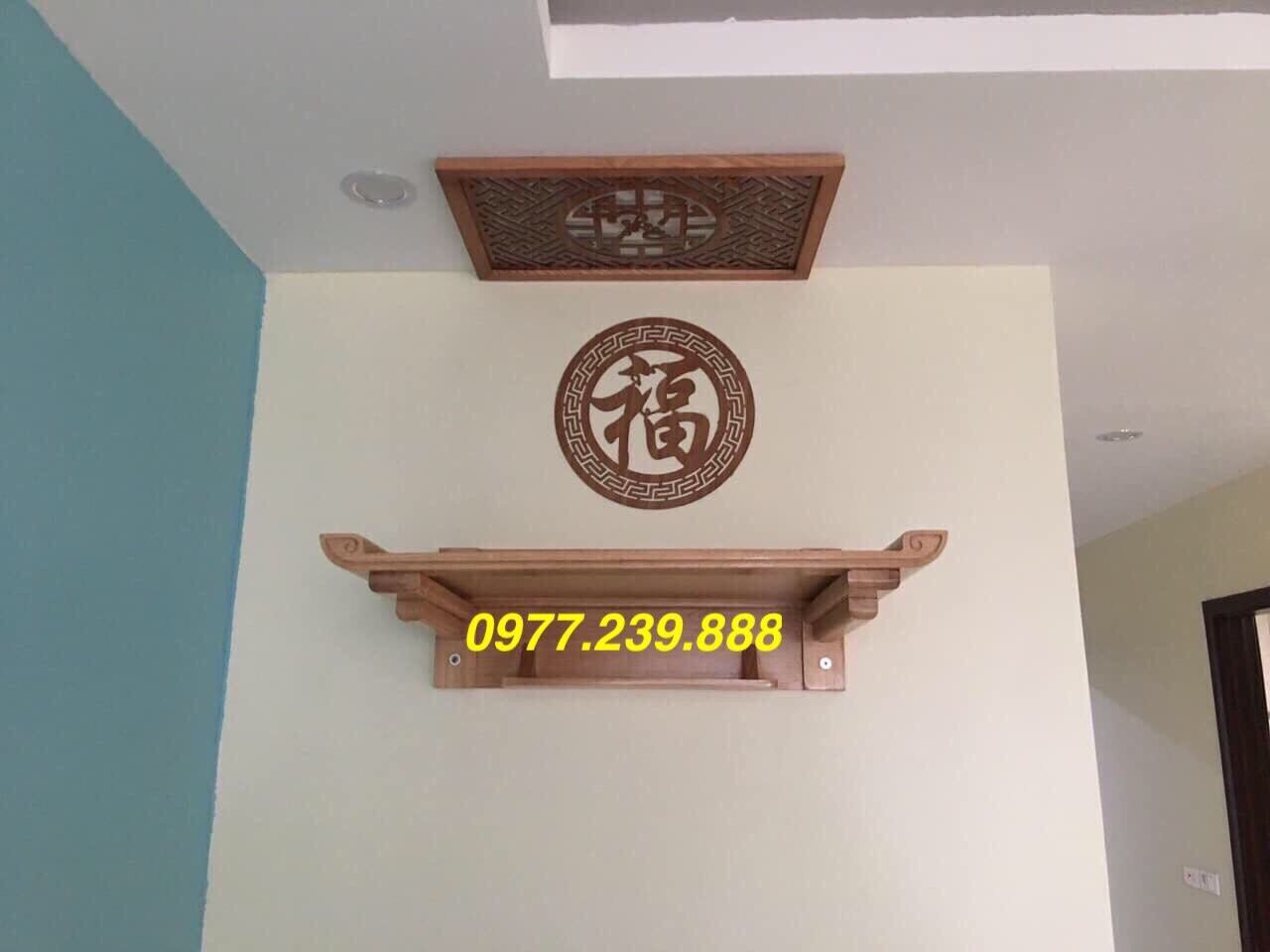 Bàn thờ gỗ sồi 69cm kèm chắn khói