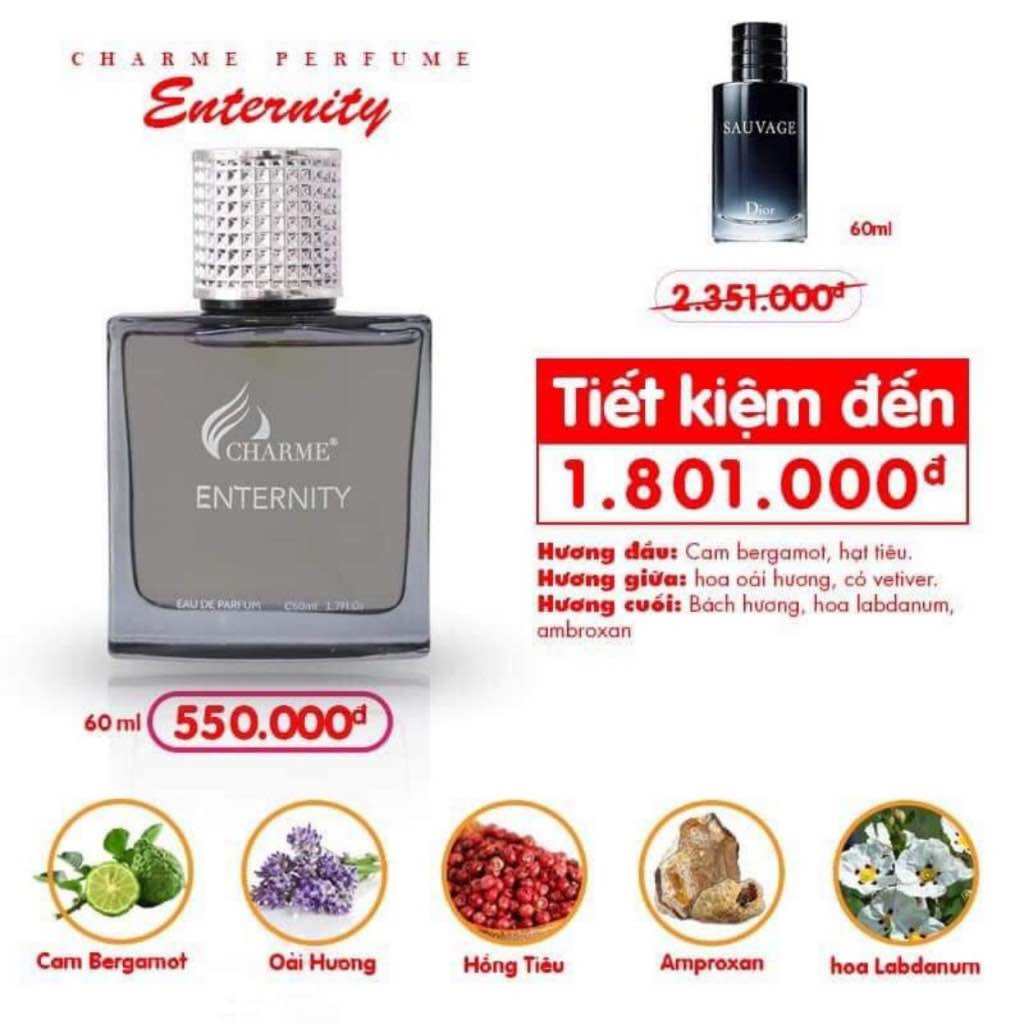 Nước hoa nam Charme Enternity 10ml - 60ml Nam tính Mạnh mẽ Cá tính