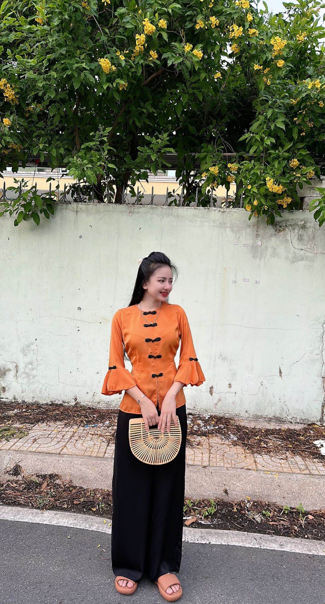 SÉT LAM TAY LOA LỤA NGỌC TRAI CAO CẤP - đồ lam đi chùa nử ( freesize dưới 58kg