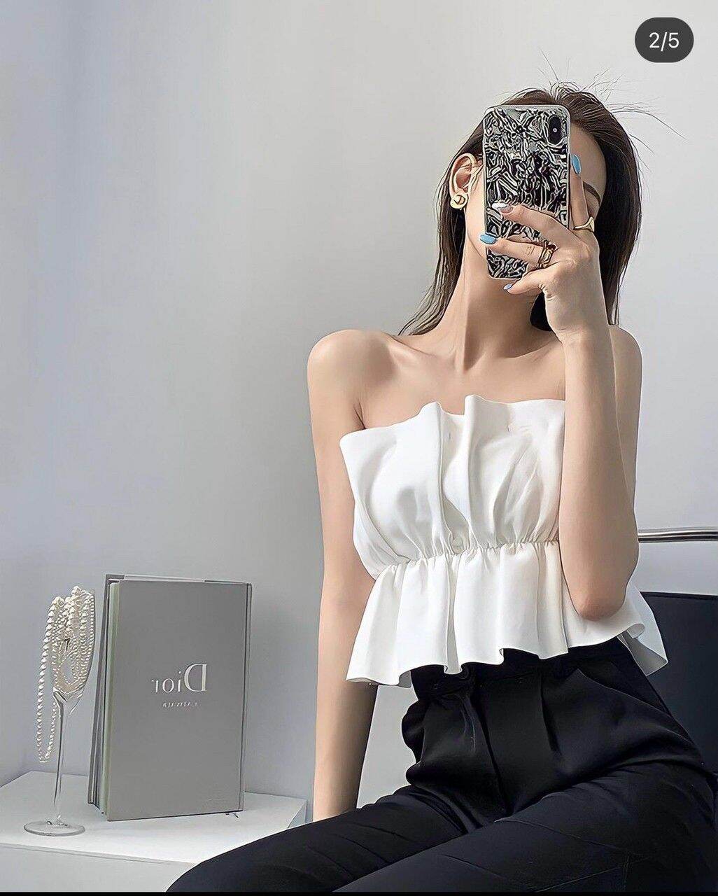 Áo croptop nhún eo sang trọng
