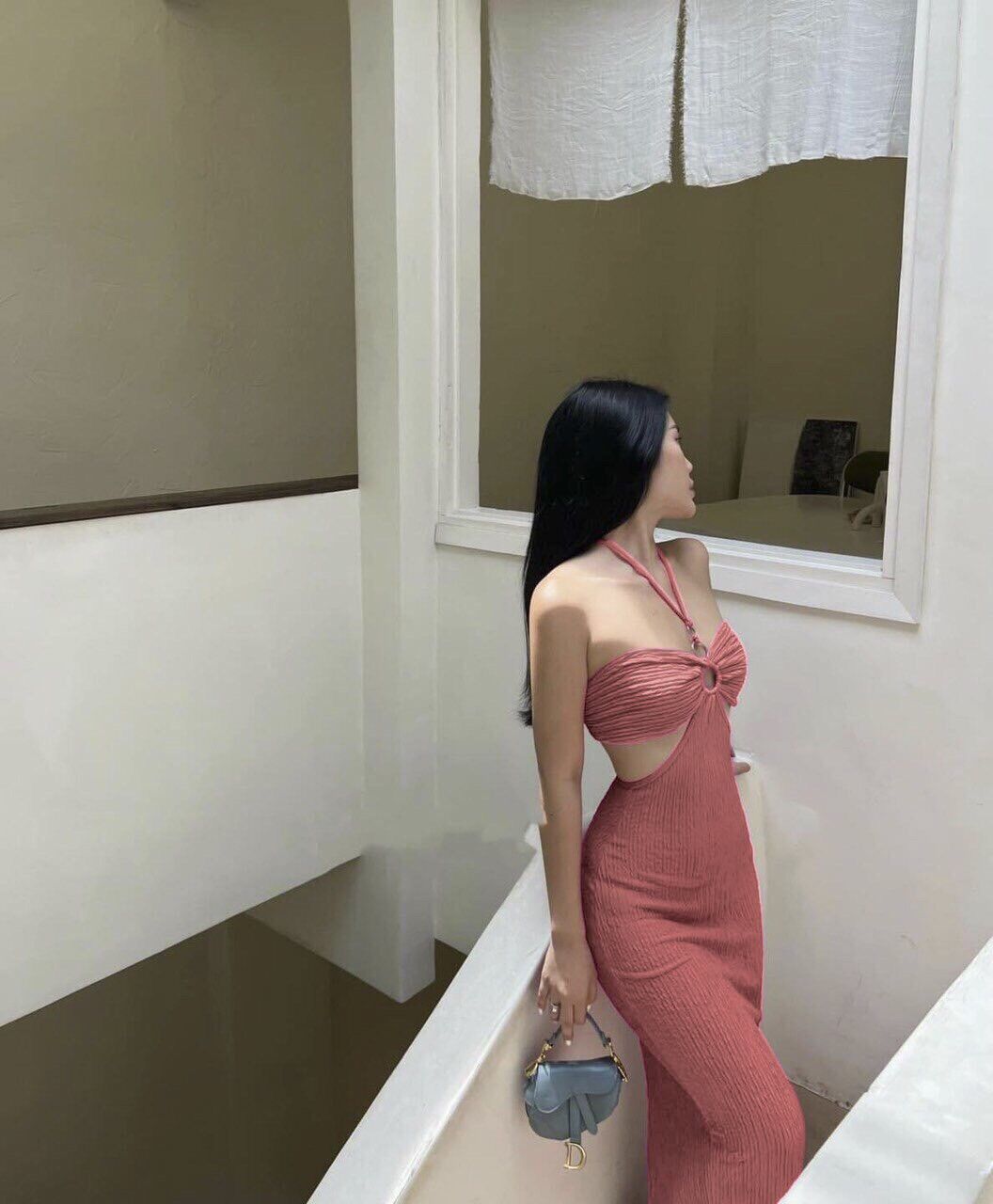 Đầm xốp ba khoen cổ yếm siêu hot