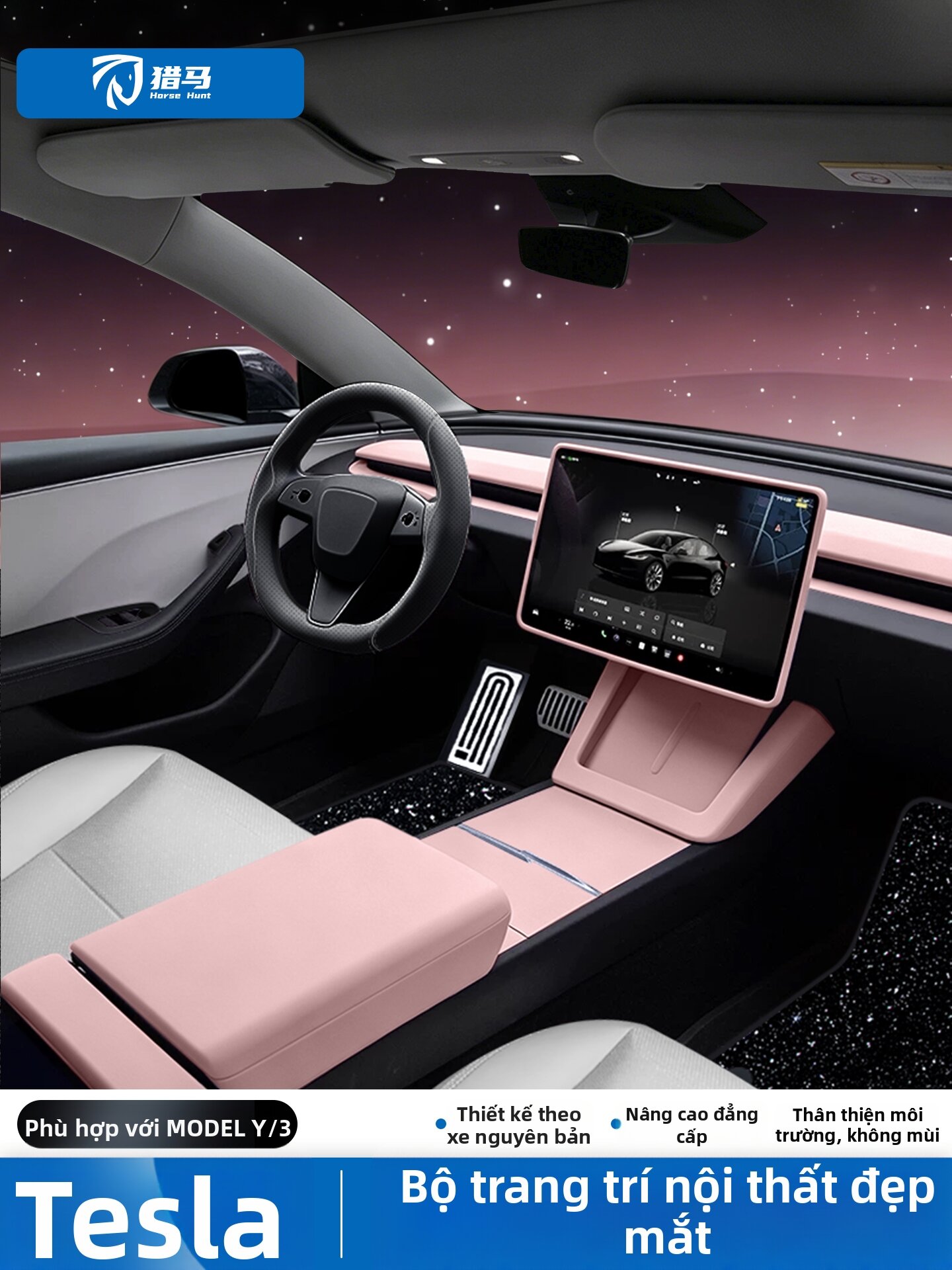 LIEMA | Pink Control Panel Sticker for Tesla Models Giá 601,000 Đồng*Miễn phí vận chuyển