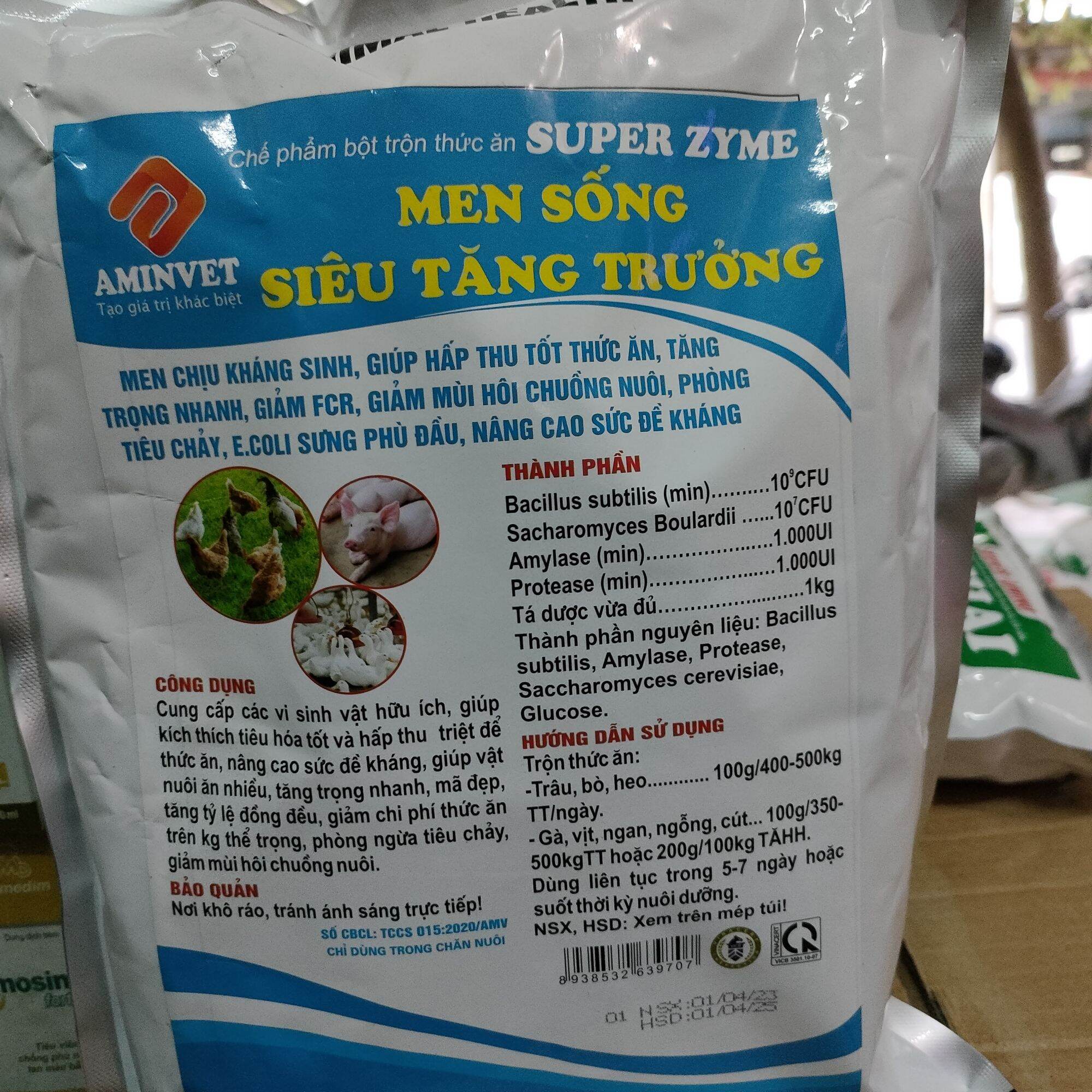 Men sống siêu tăng trưởng cho vật nuôi 1kg