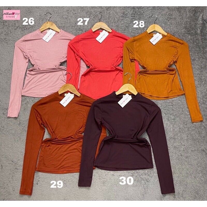 [HCM]Combo 3 áo thun body trơn tay dài cổ tròn