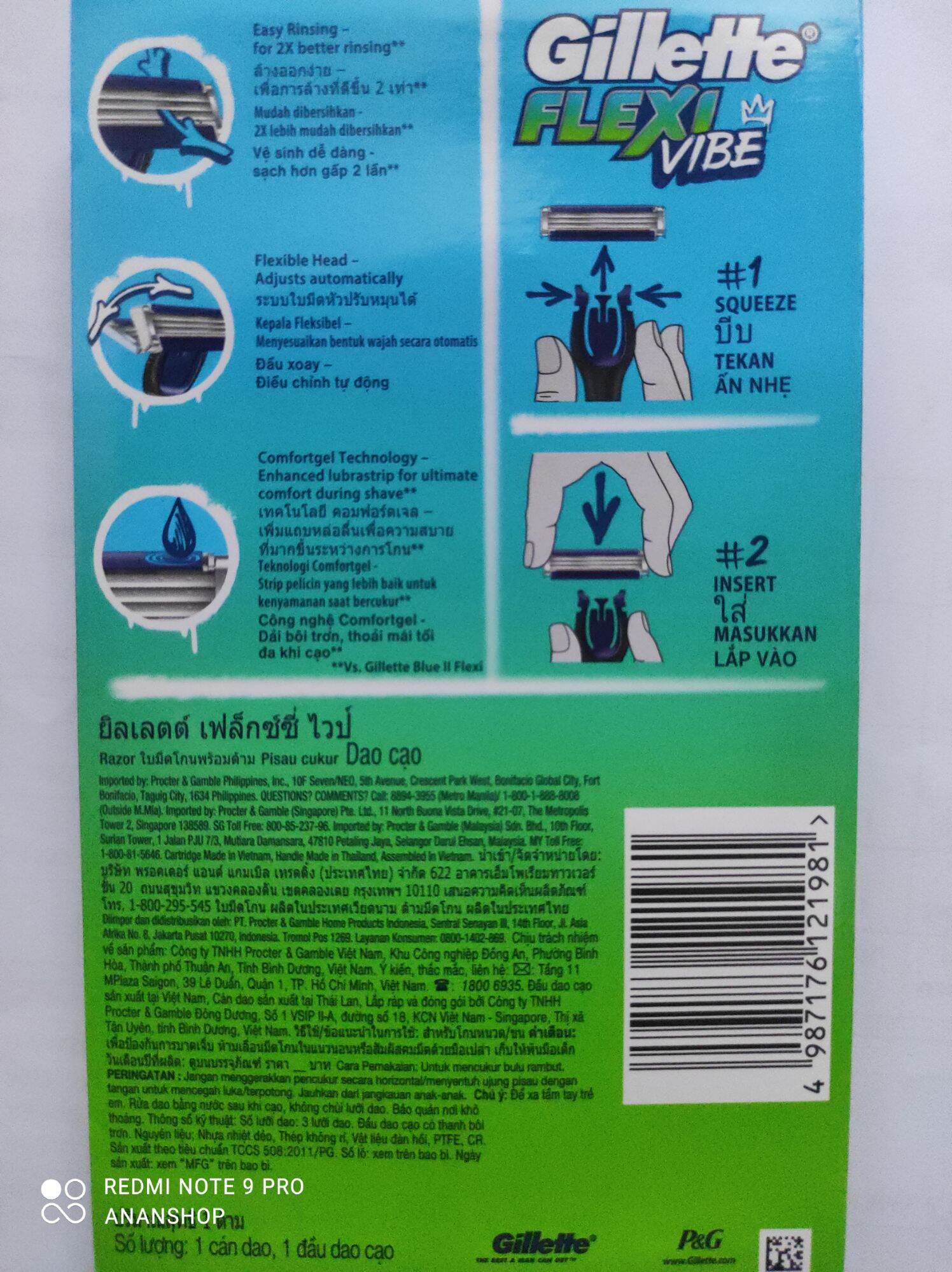 Dao cạo Gillette Flexi Vibe (vỉ 1 cán dao + 1 đầu dao cạo)