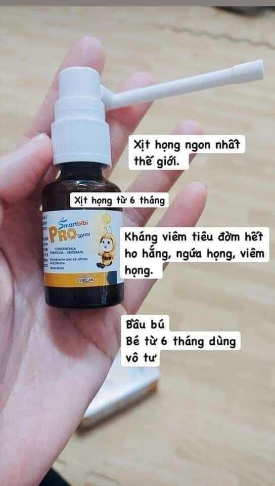 siro xịt họng cho bé Pro spray  smartbibi giúp bé giảm viêm họng, giảm rát họng ,giảm ho  ở trẻ