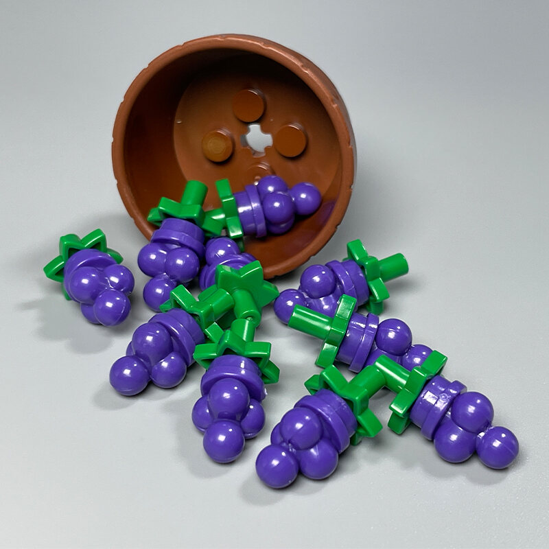 MOC Small Particle Assembly Blocks Fruit Plant Purple Grape DIY Orchard Scene Compatible Đồ Chơi Khố