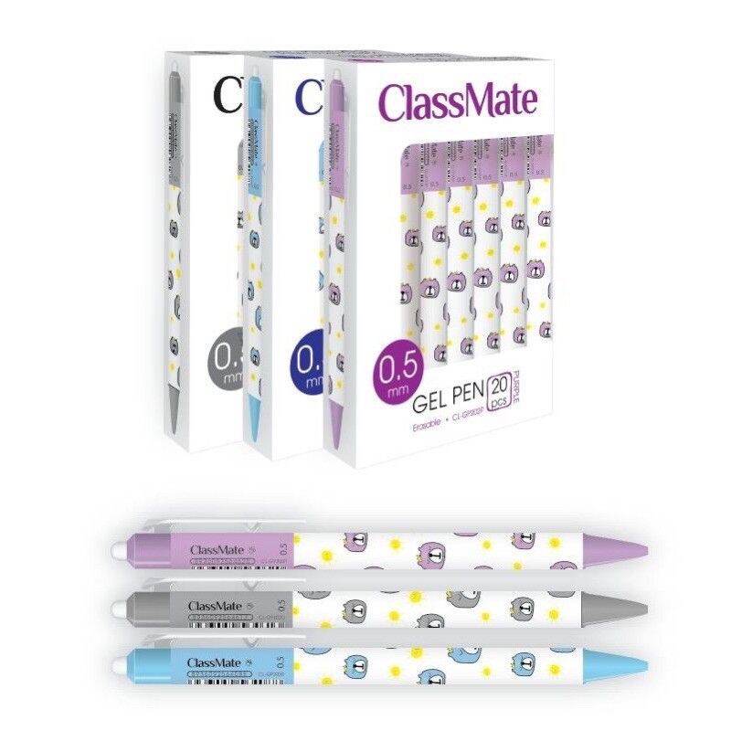 Bút gel xoá được ngòi 0.5mm classmate cl-gp202 - đen/xanh/tím - 1 bút