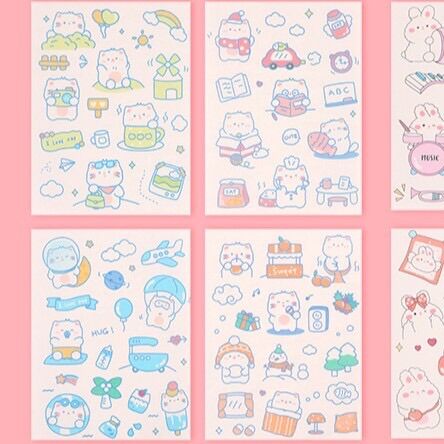 Set 4 tấm sticker trang trí siêu dễ thương