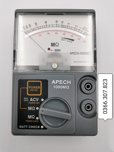 Đồng hồ đo điện trở cách điện APECH 1000MΩ 500V   | Điện trở cách điện, kiểm tra an toàn điện, đo ACV, đo MΩ, kiểm tra pin.