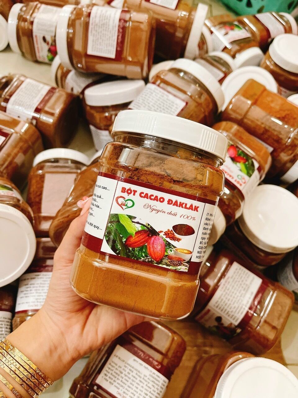 Bột ca cao dak lak nguyên chất hộp 500g. Bột ca cao nguyên chất đắk lắk tự nhiên không chất phụ gia.