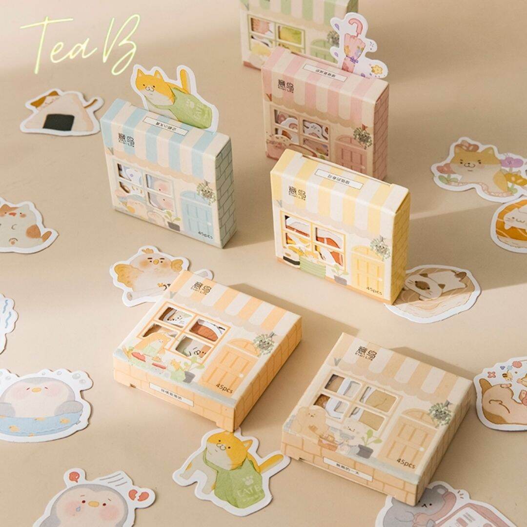 Bộ 45 Sticker (Miếng Dán) Hoạt Hình Đáng Yêu Trang Trí Sổ Tay ( Tea.B_ST15)