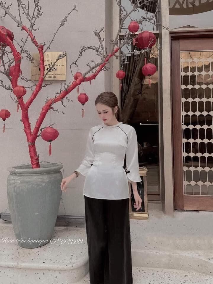 Áo bà ba cách Tân - Đồ lam - Bộ đi chùa