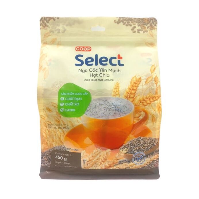 [DATE MỚI] BỘT NGŨ CỐC YẾN MẠCH HẠT CHIA SELECT 450G