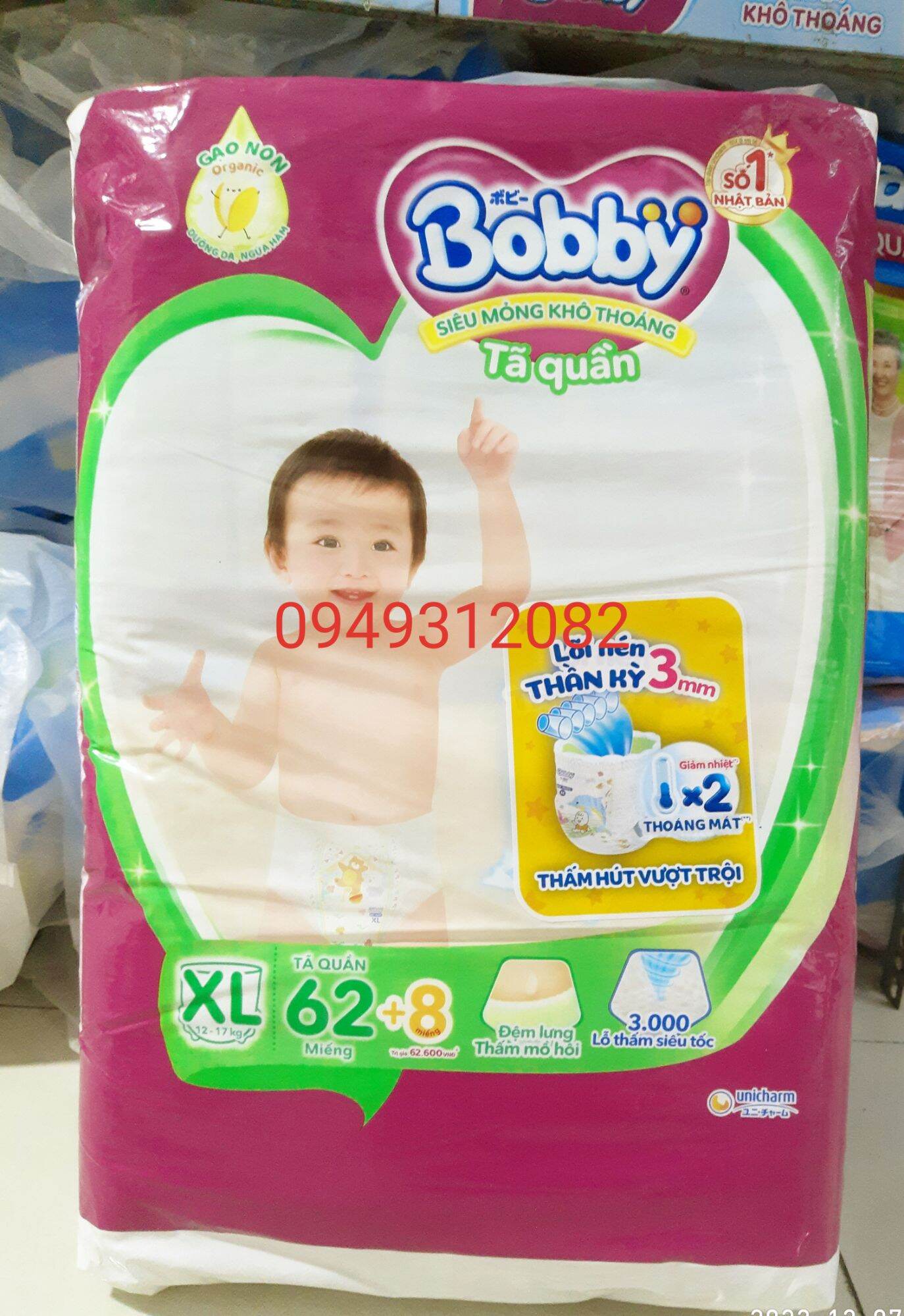 [Tặng 8 miếng] Tã Quần Bobby M76, L68, XL62, XXL56