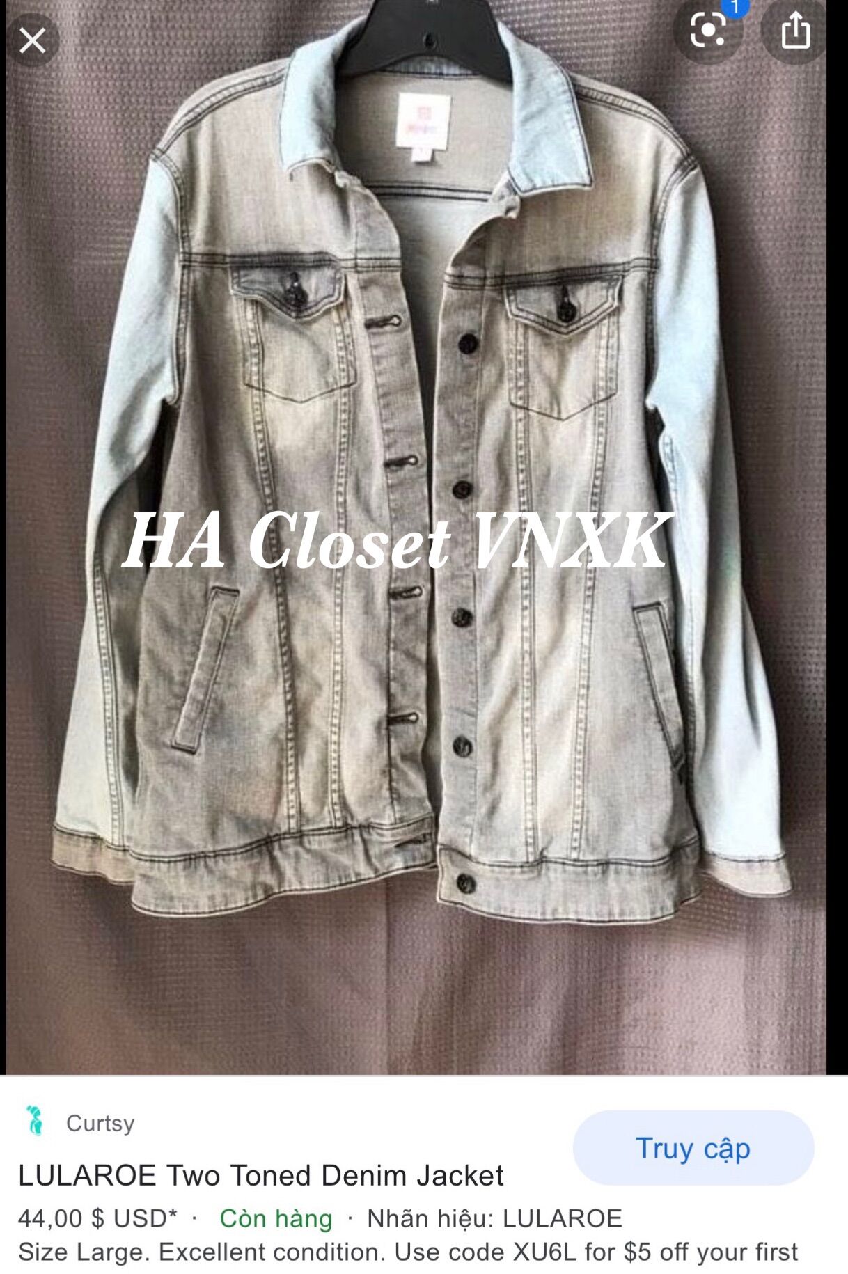 [VNXK]Áo Khoác Jean Lularoe