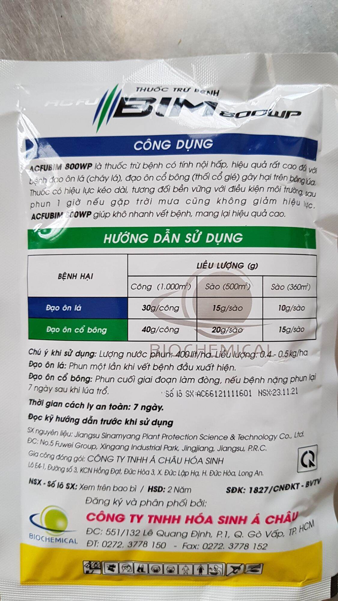 Thuốc trừ bệnh đạo ôn cổ bông, lá hiệu BIM 800WP