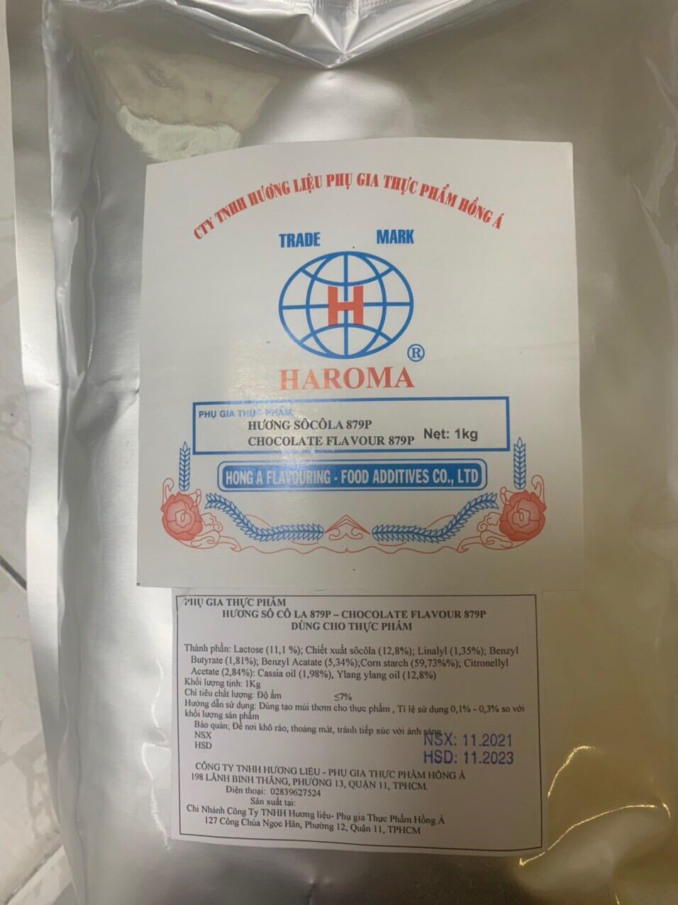 Hương sô cô la dạng bột 1kg- dùng trong thực phẩm, tạo hương sô cô la cho sản phẩm