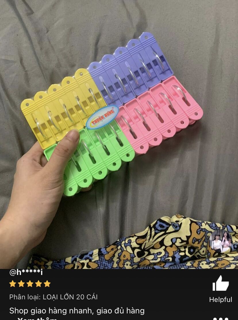 💥 Vỉ Kẹp 20 Cái, Phơi Quần Áo (2 Loại)
