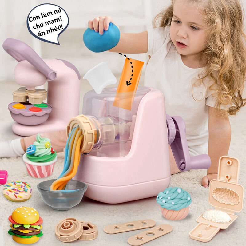Bộ đồ chơi máy làm mì, máy làm kem, máy làm hamburger bằng đất nặn - đất sét sinh học cao cấp không độc hại