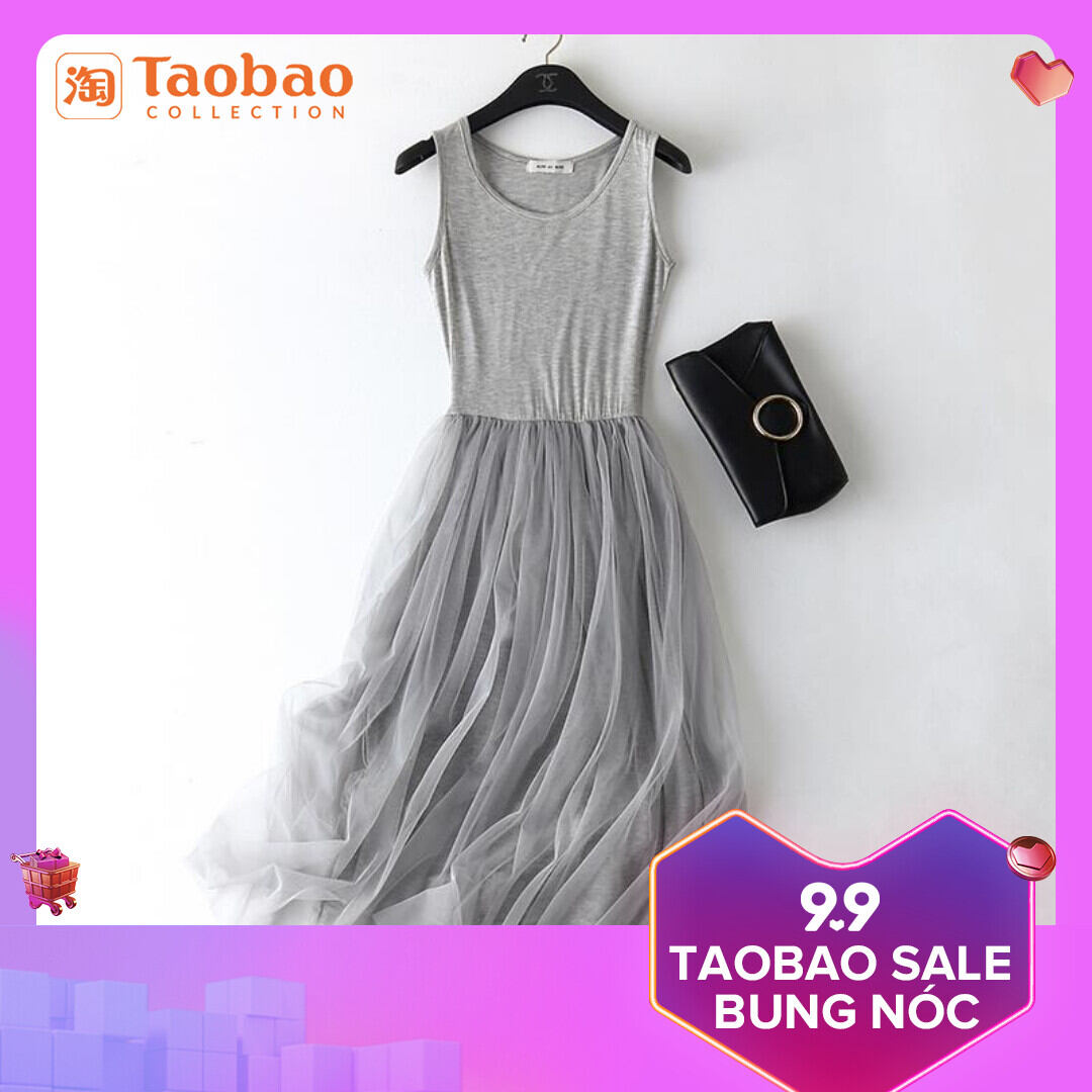Váy mặc trong vải lưới hai dây váy dài vải modal dễ phối phong cách hàn quốc cho nữ váy ren ba lỗ váy liền phối trong rộng rãi màu trơn