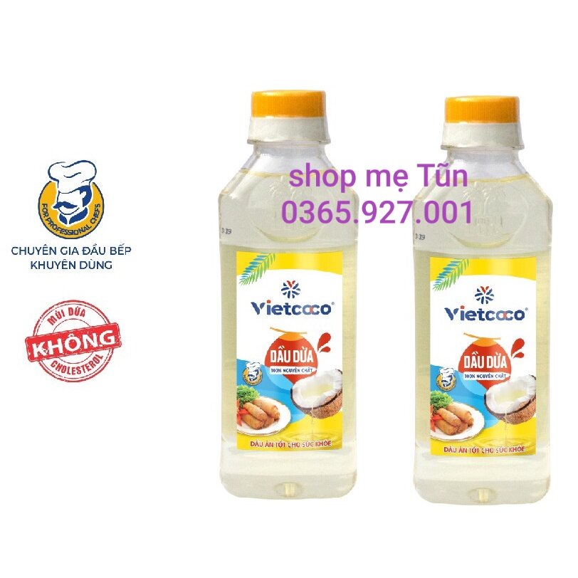 Dầu ăn vietcoco 250ml (100% nguyên chất từ dừa)