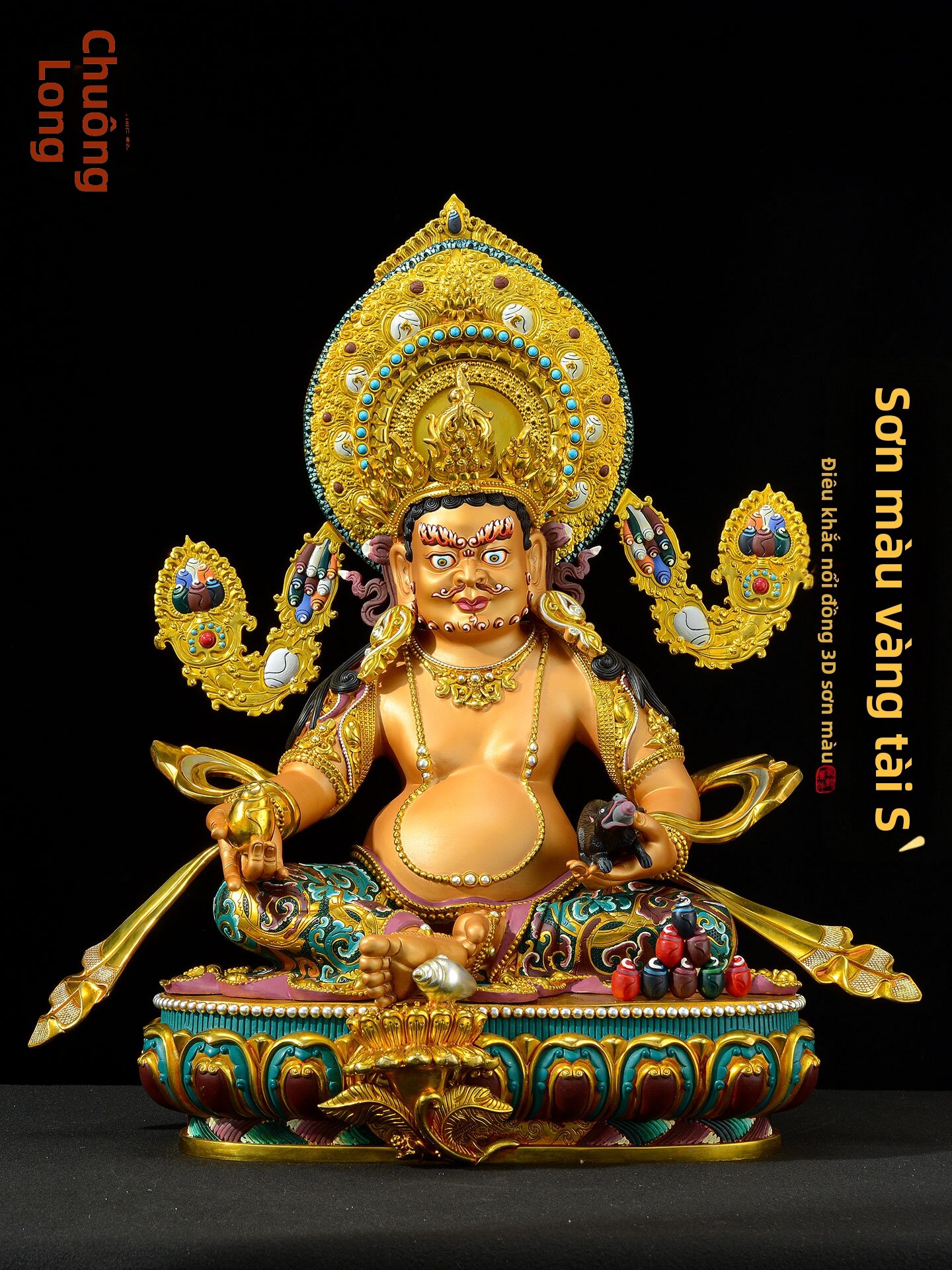 CHUANGLONG | Tibetan Style Golden Painted Yellow Jambhala Statue 15 inches Giá 26,108,000 Đồng*Miễn phí vận chuyển