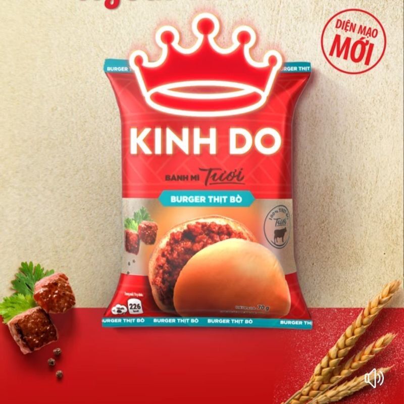 Combo 10 cái bánh mì tươi burger gà/bò kinh đô hsd:9-12 ngày