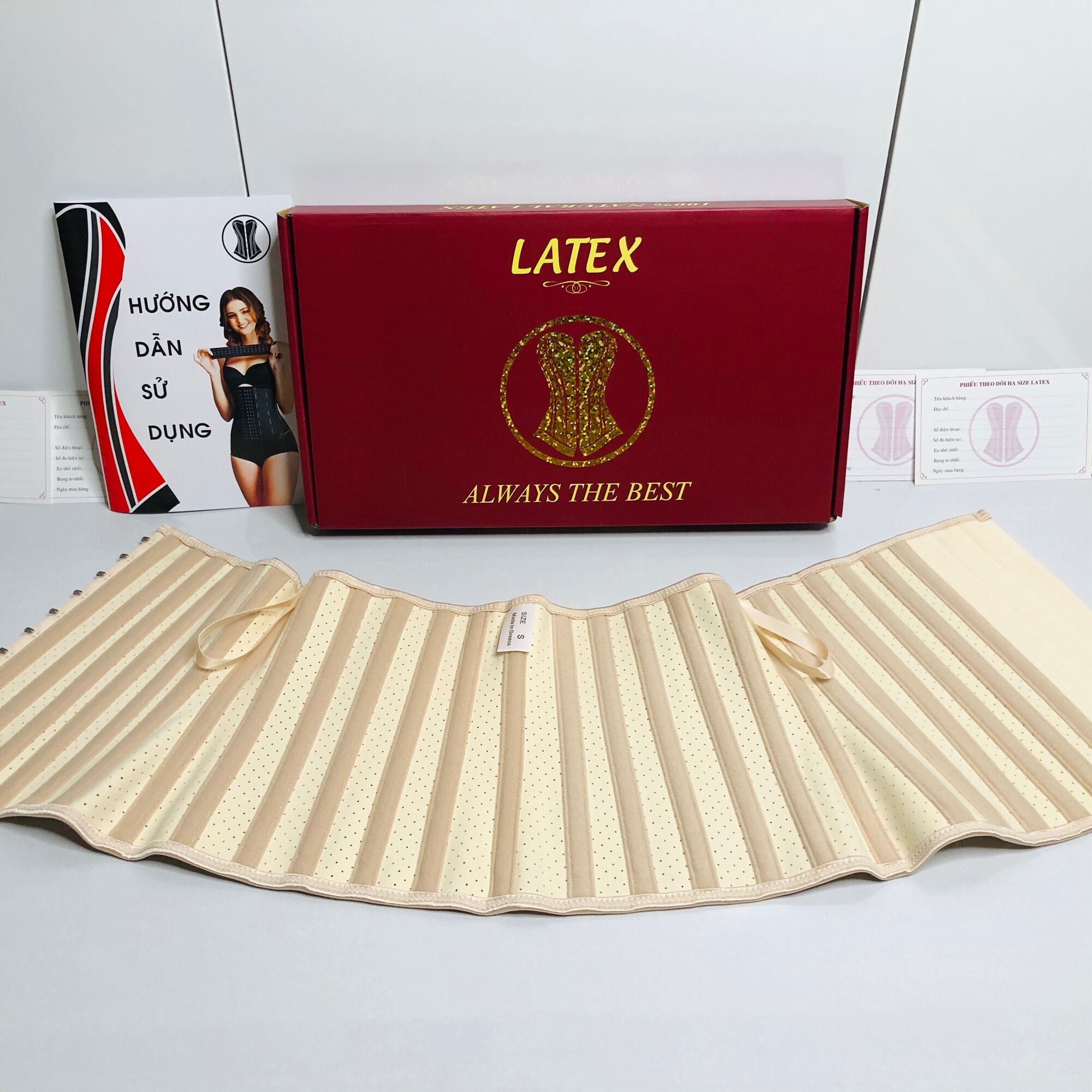 Đai nịt bụng latex 25 xương cao 23cm, đai nịt bụng giảm mỡ Chuẩn Hi Lạp