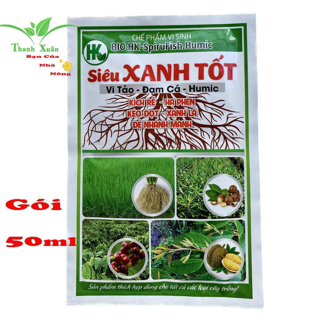 Phân bón lá đạm cá - humic siêu xanh tốt dùng rau màu và cây công nghiệp gói 50ml