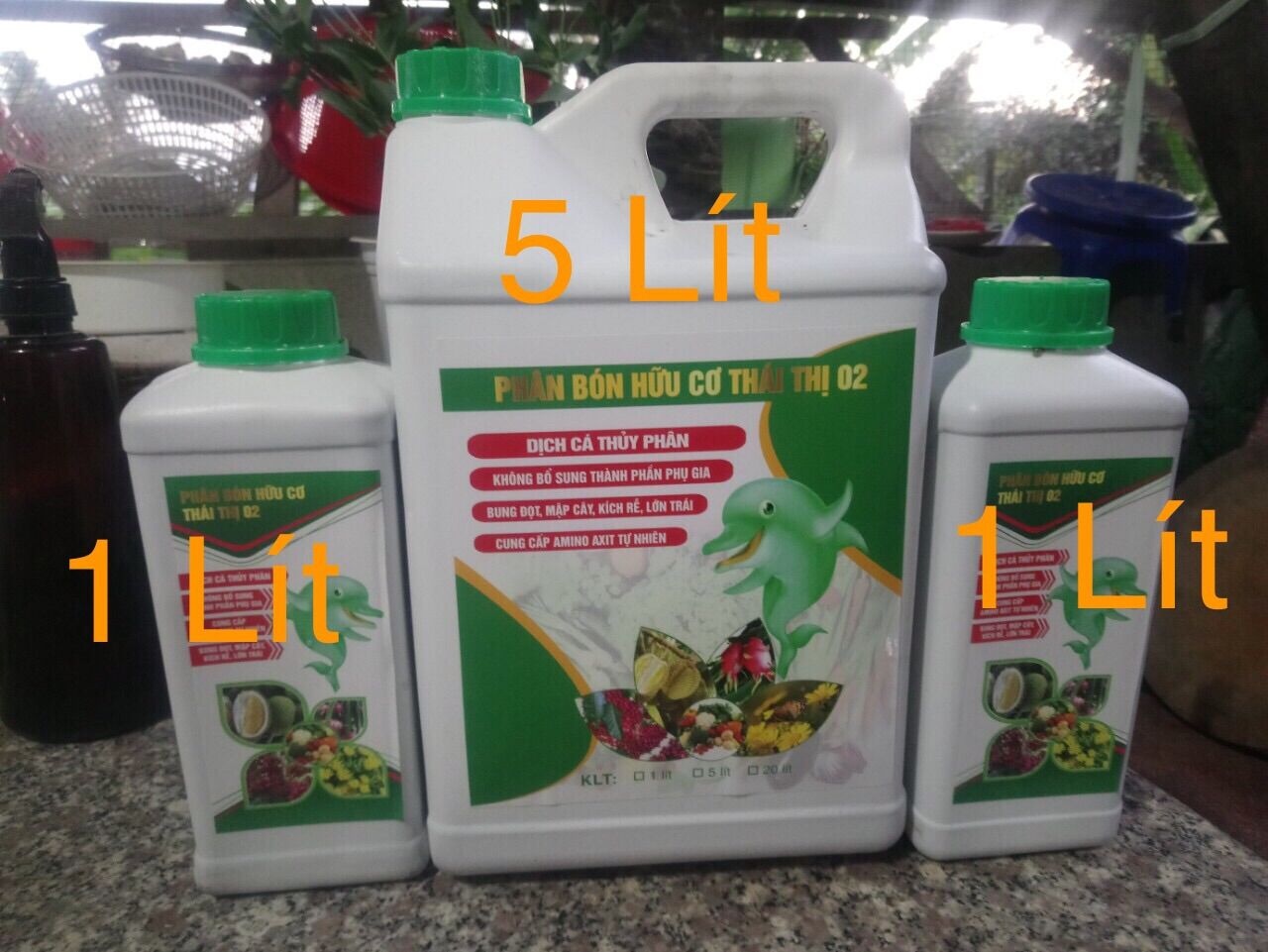 Bình 5 lít phân cá, dịch cá thủy phân dùng trồng rau sạch