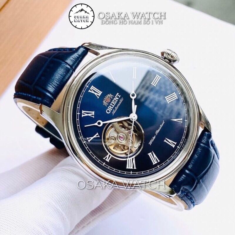 Đồng hồ nam cơ orient caballero dây da số la mã hàng cao cấp mới osaka watch - xanh dương