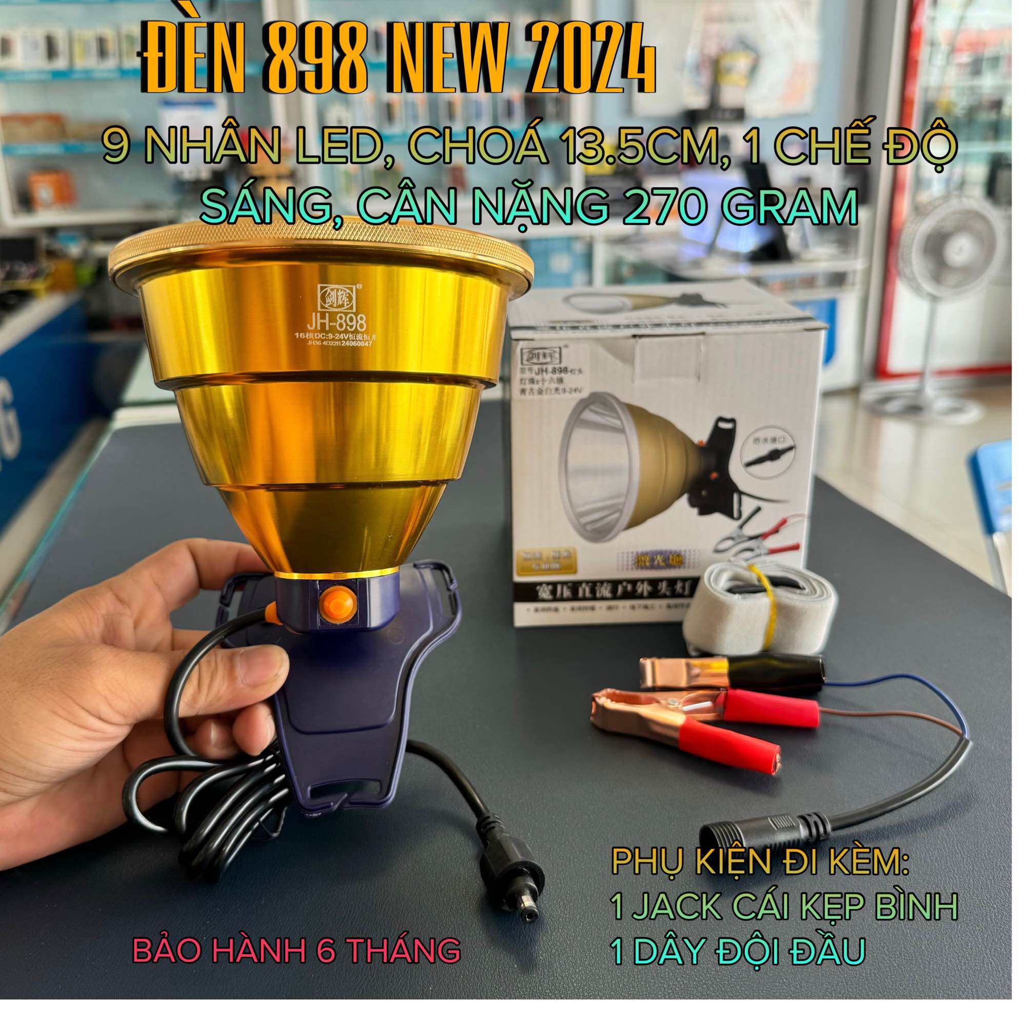 Đèn pin đội đầu đèn kẹp bình ắc quy P90 898 mẫu mới vỏ nhôm CNC rất đẹp dùng soi nấm mối đi biển chó