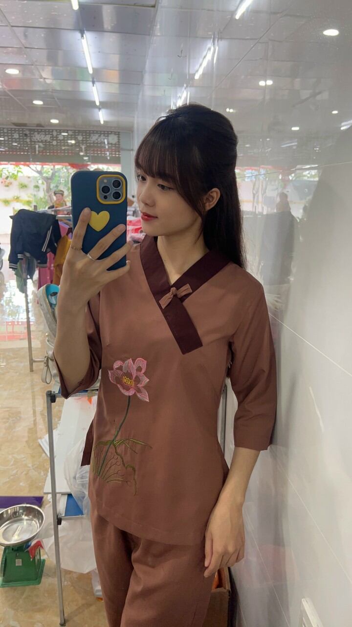 Đồ lam đi chùa, đồ phật tử vải kate 1 nút