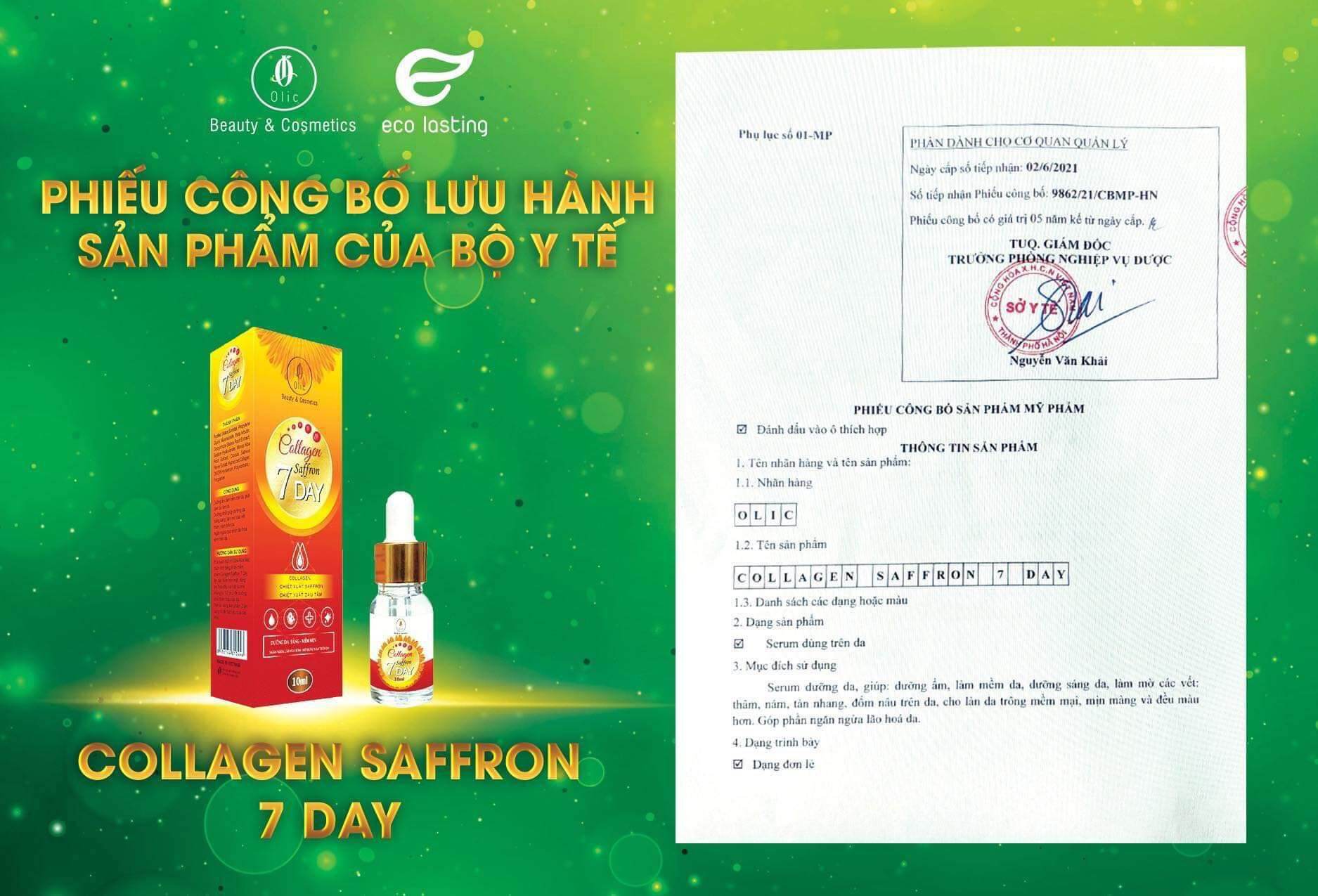 (Hàng chuẩn cty)Serum Collagen Saffon 7 day olic