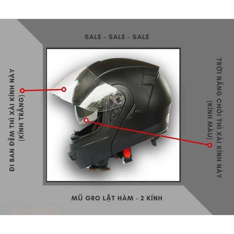 Gro Flip-Up Helmet Glasses with 2 Lenses