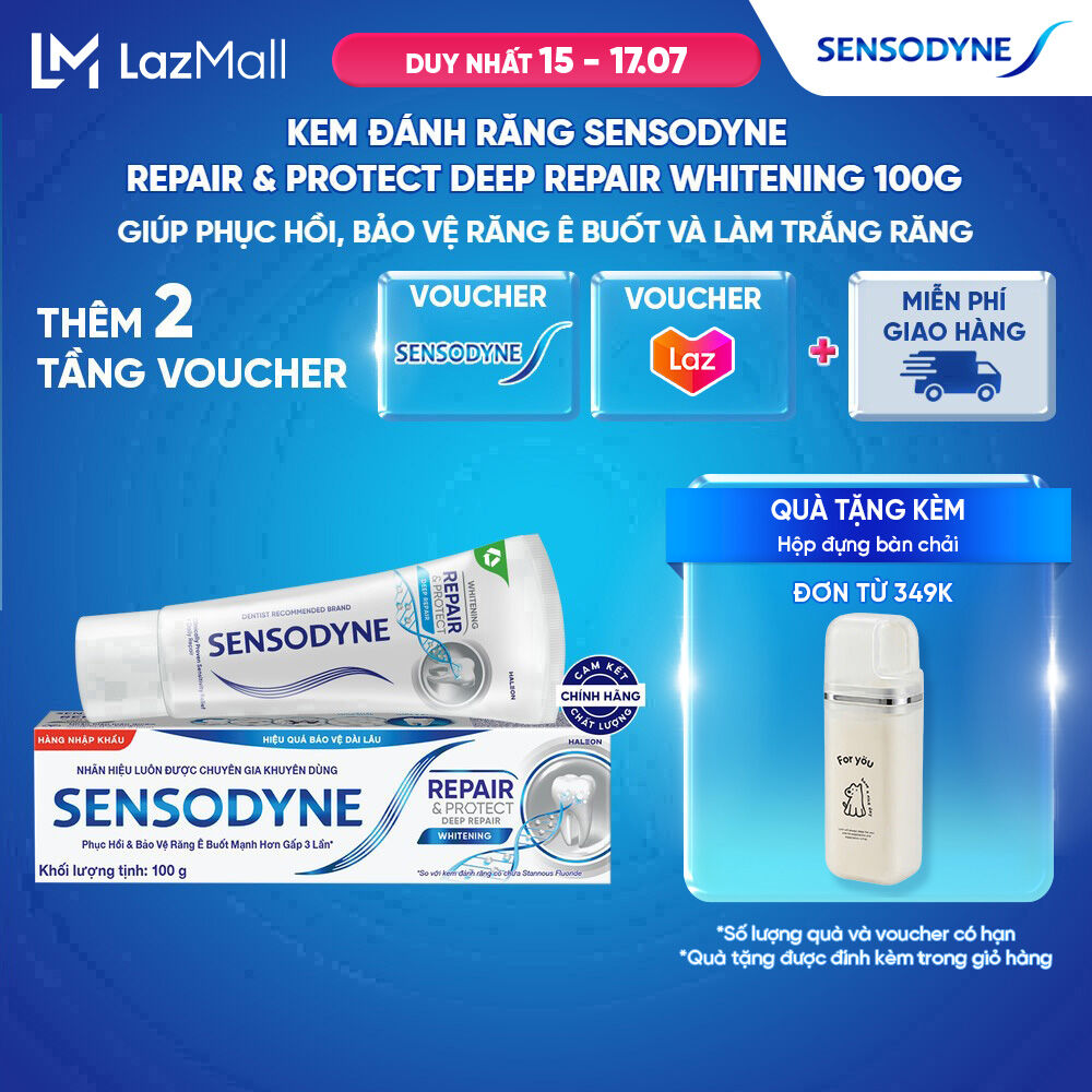 Kem đánh răng SENSODYNE Repair & Protect Deep Repair Whitening 100g phục hồi, bảo vệ răng ê buốt và làm trắng răng